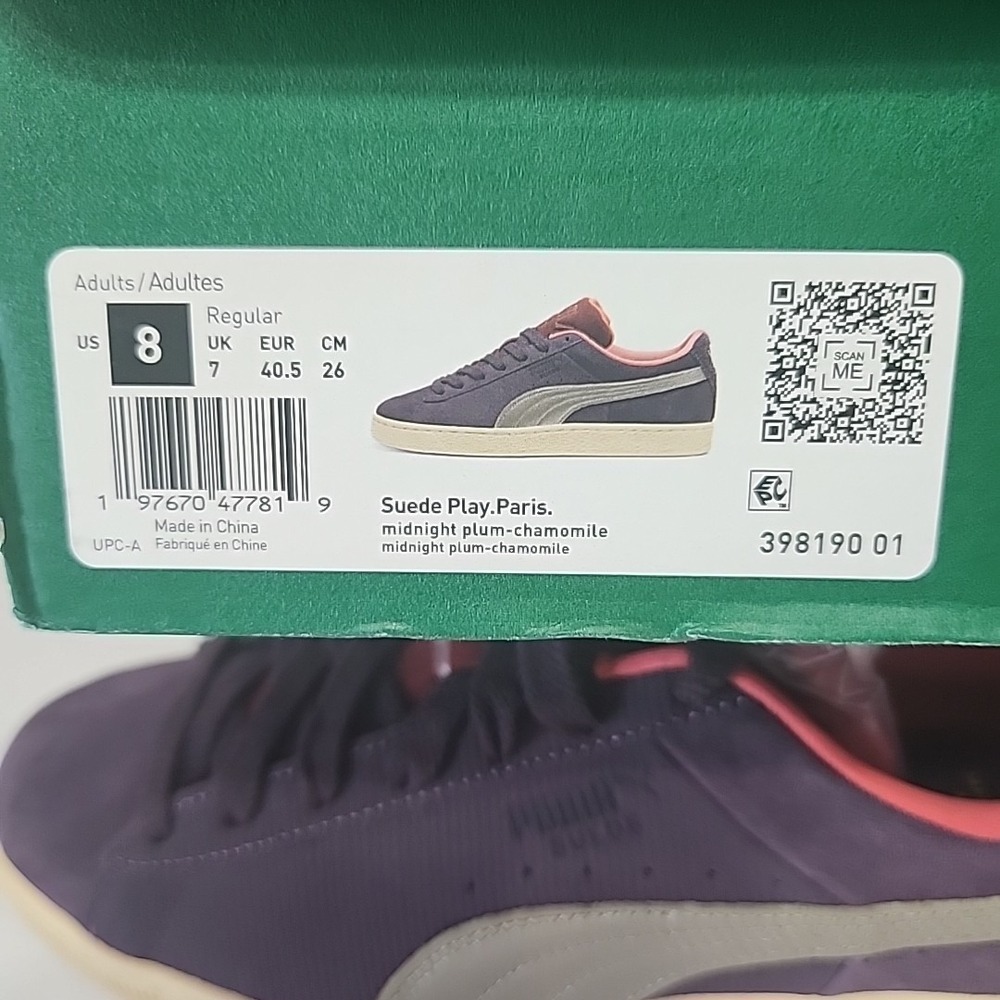 Puma Suede‎ Play Paris 39819001 Mens 8 Midnight Plum Suede Lifestyle Sneakers - Picture 5 of 5
